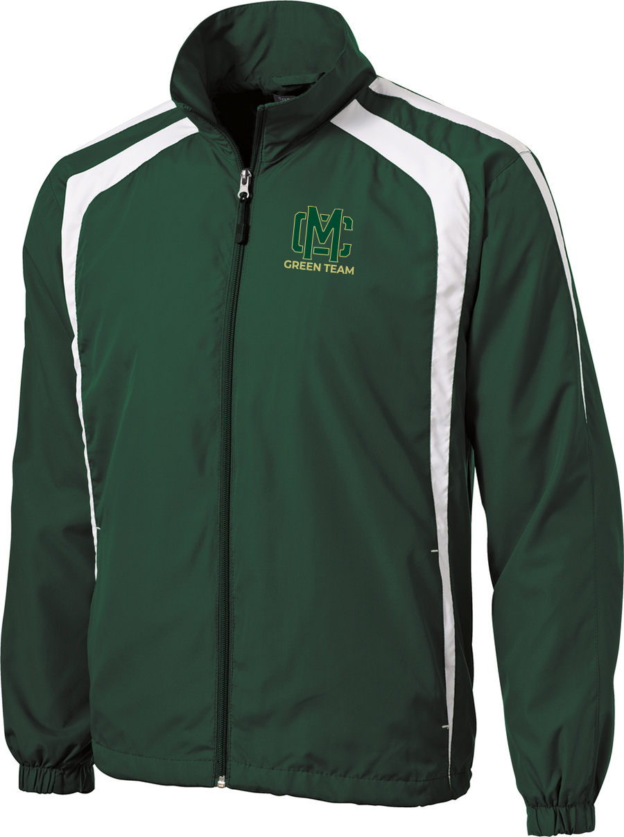 SportTek Colorblock Raglan Jacket, Forest Green/White